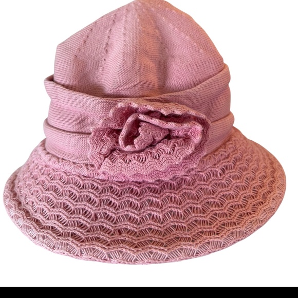 PARKHURST Canada Packable 100% Cotton Brimmed Bucket Hat with Rosette Mauve - Picture 1 of 8